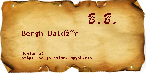 Bergh Balár névjegykártya